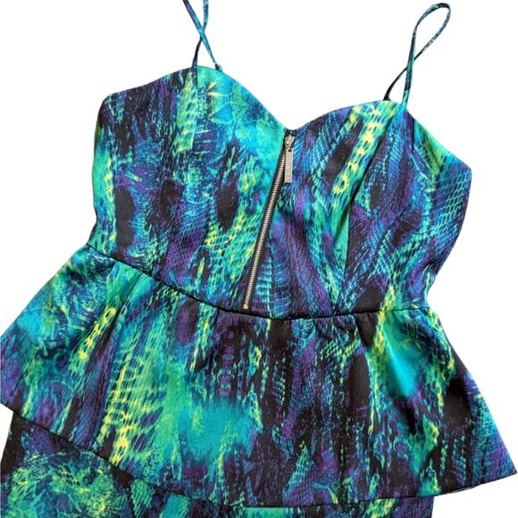 Kensie dresses peplum mini dress rich emerald combo size 4 NWT - Picture 2 of 10